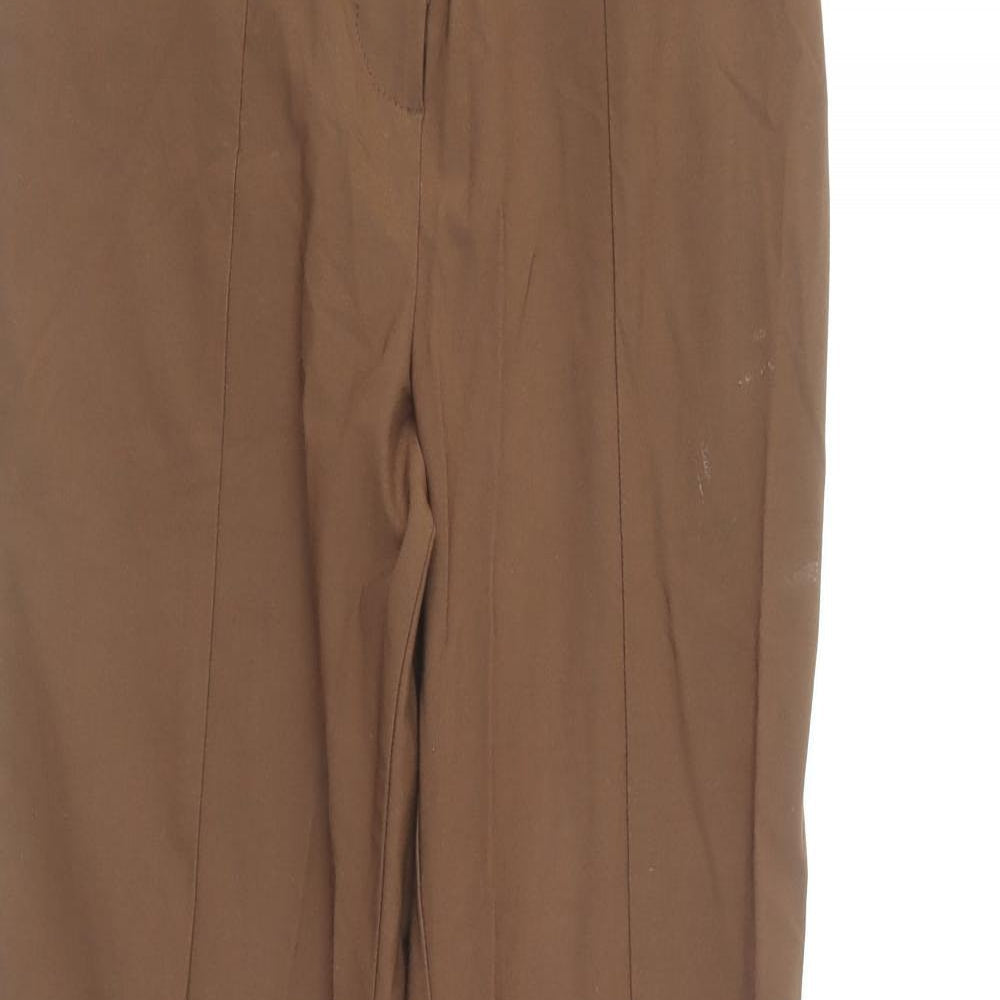 Monki Womens Brown Viscose Trousers Size 6 L29 in Regular Button