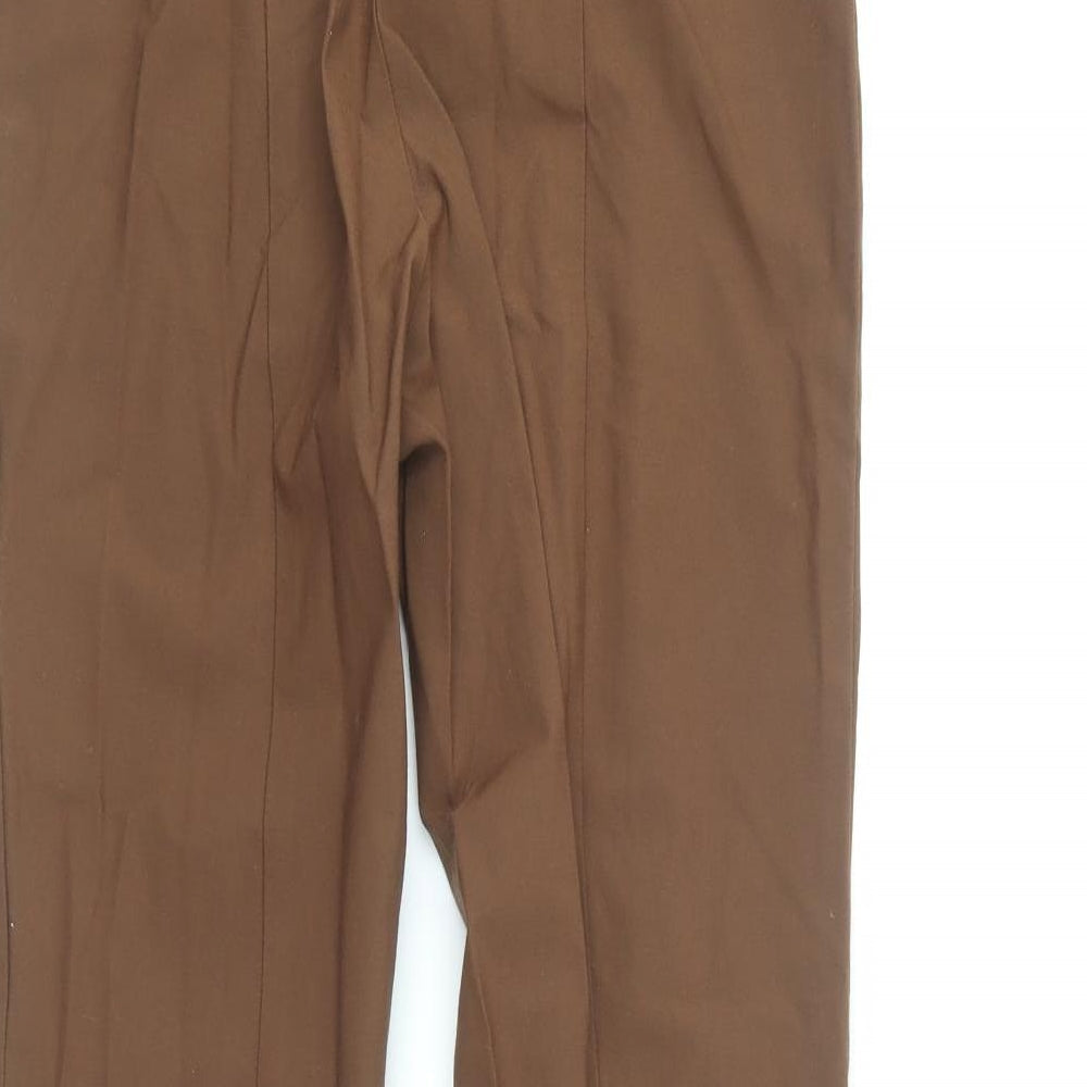 Monki Womens Brown Viscose Trousers Size 6 L29 in Regular Button