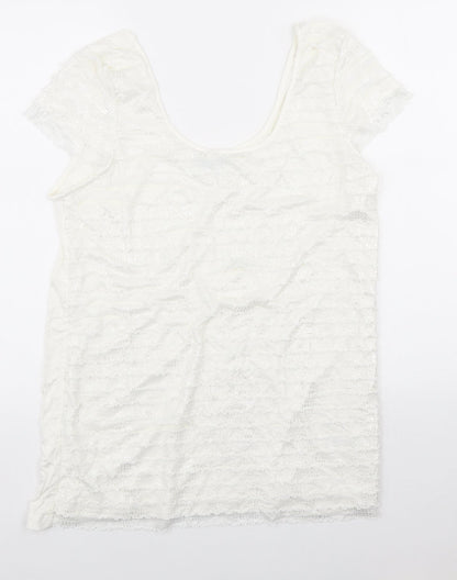 Moda Womens Ivory Viscose Basic Tank Size 16 Scoop Neck