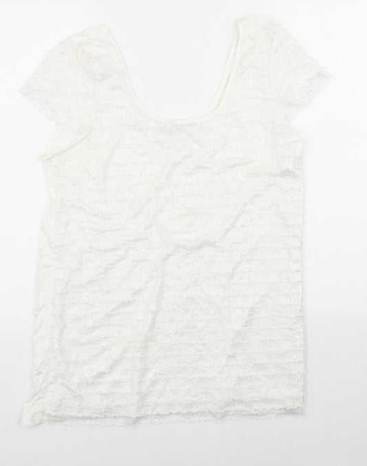 Moda Womens Ivory Viscose Basic Tank Size 16 Scoop Neck