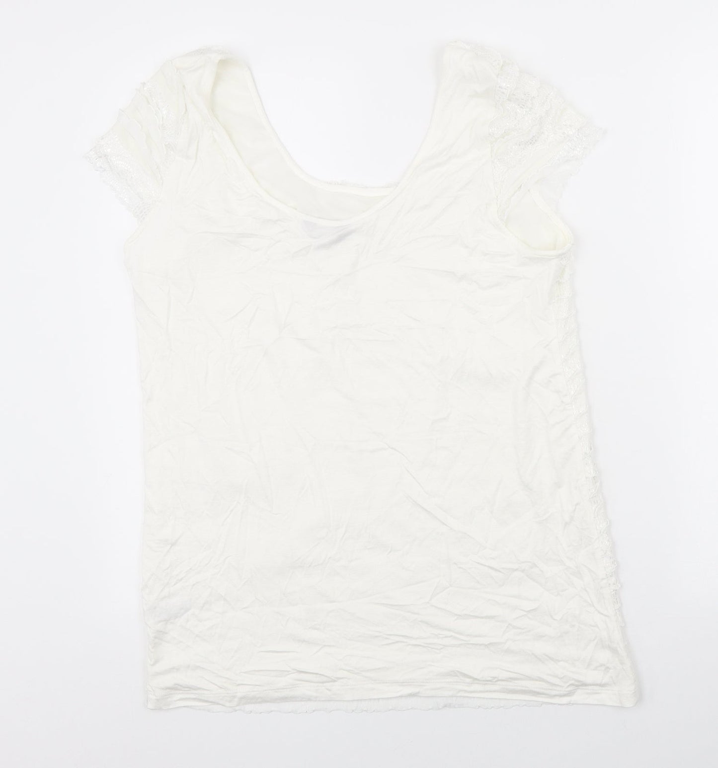 Moda Womens Ivory Viscose Basic Tank Size 16 Scoop Neck