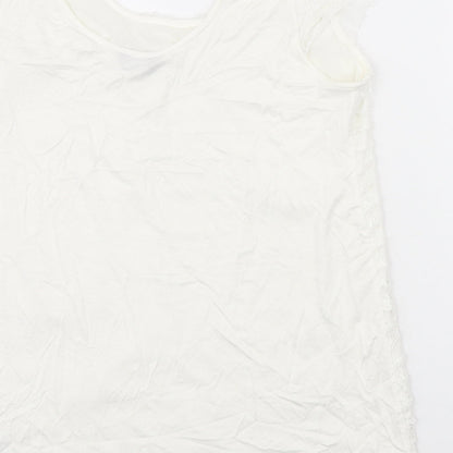 Moda Womens Ivory Viscose Basic Tank Size 16 Scoop Neck