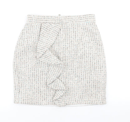 Topshop Womens Multicoloured Cotton Mini Skirt Size 8 Zip