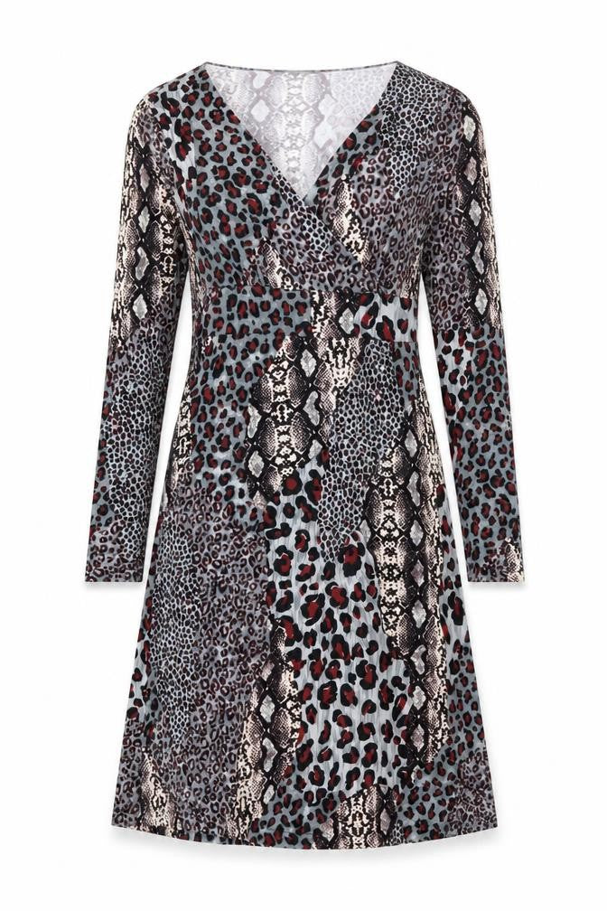 Studio Womens Multicoloured Animal Print Polyester A-Line Size 12 V-Neck Pullover