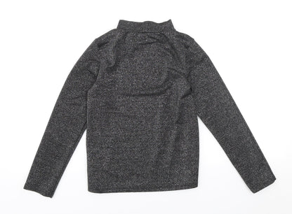 Next Girls Black Polyester Basic T-Shirt Size 9 Years High Neck Pullover