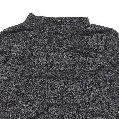 Next Girls Black Polyester Basic T-Shirt Size 9 Years High Neck Pullover