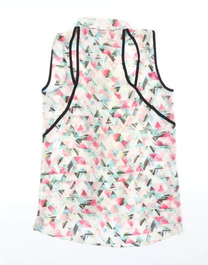 Miss Selfridge Womens Multicoloured Geometric Polyester Tunic Button-Up Size 10 Collared