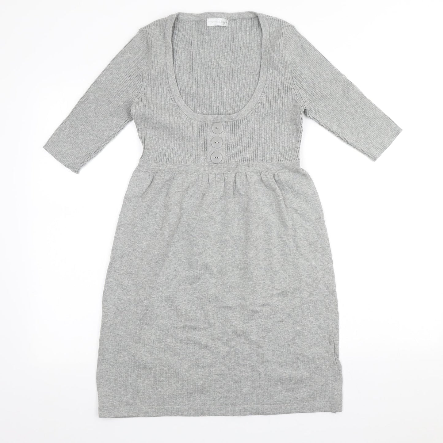 Essential Style Womens Grey Cotton A-Line Size 10 Scoop Neck Pullover