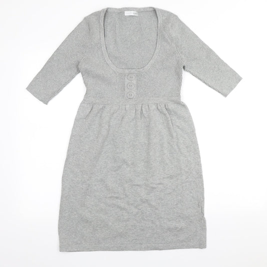Essential Style Womens Grey Cotton A-Line Size 10 Scoop Neck Pullover