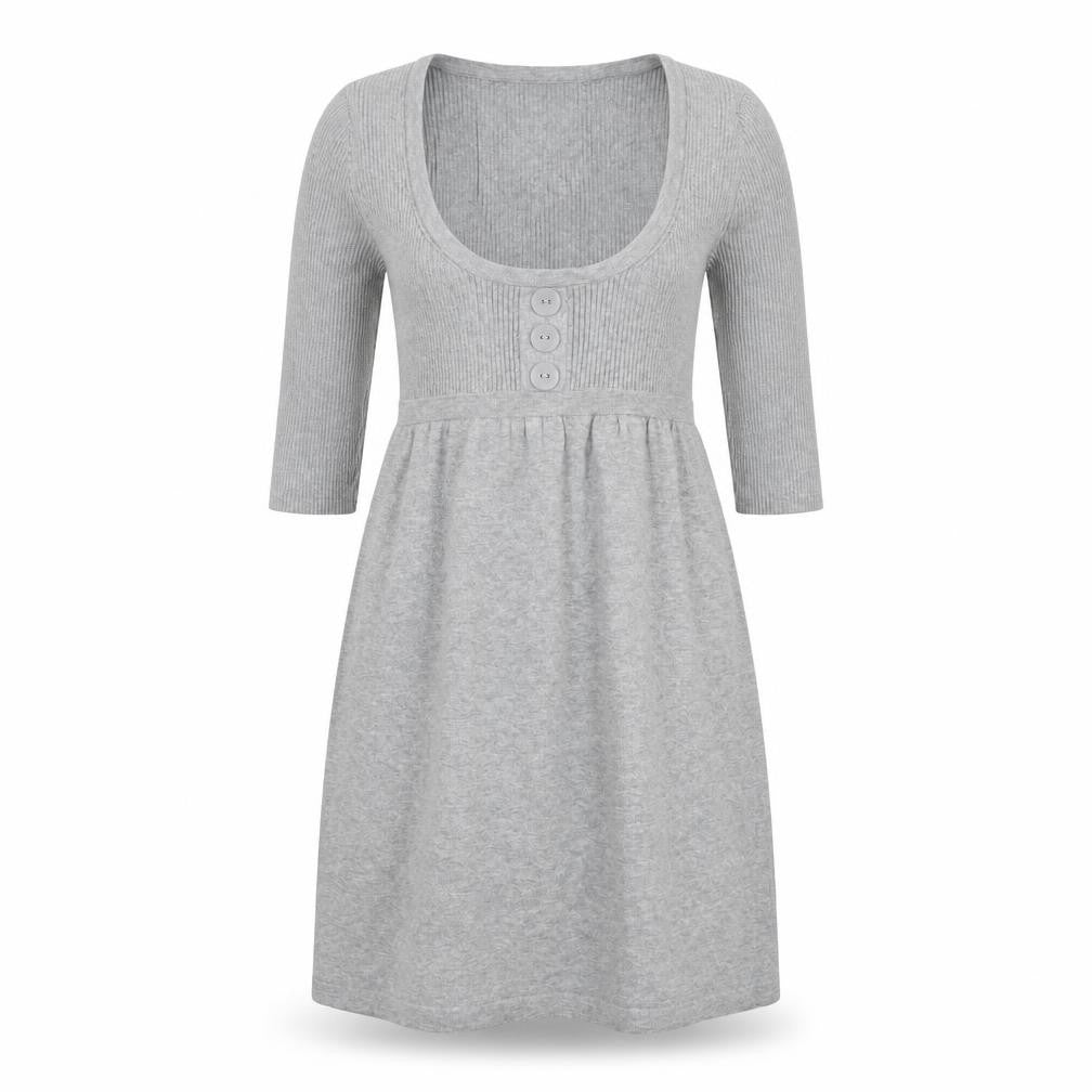 Essential Style Womens Grey Cotton A-Line Size 10 Scoop Neck Pullover