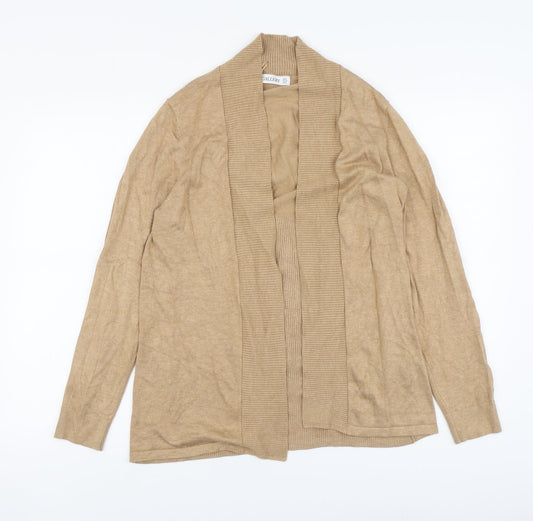 Gallery Womens Beige V-Neck Viscose Cardigan Jumper Size M