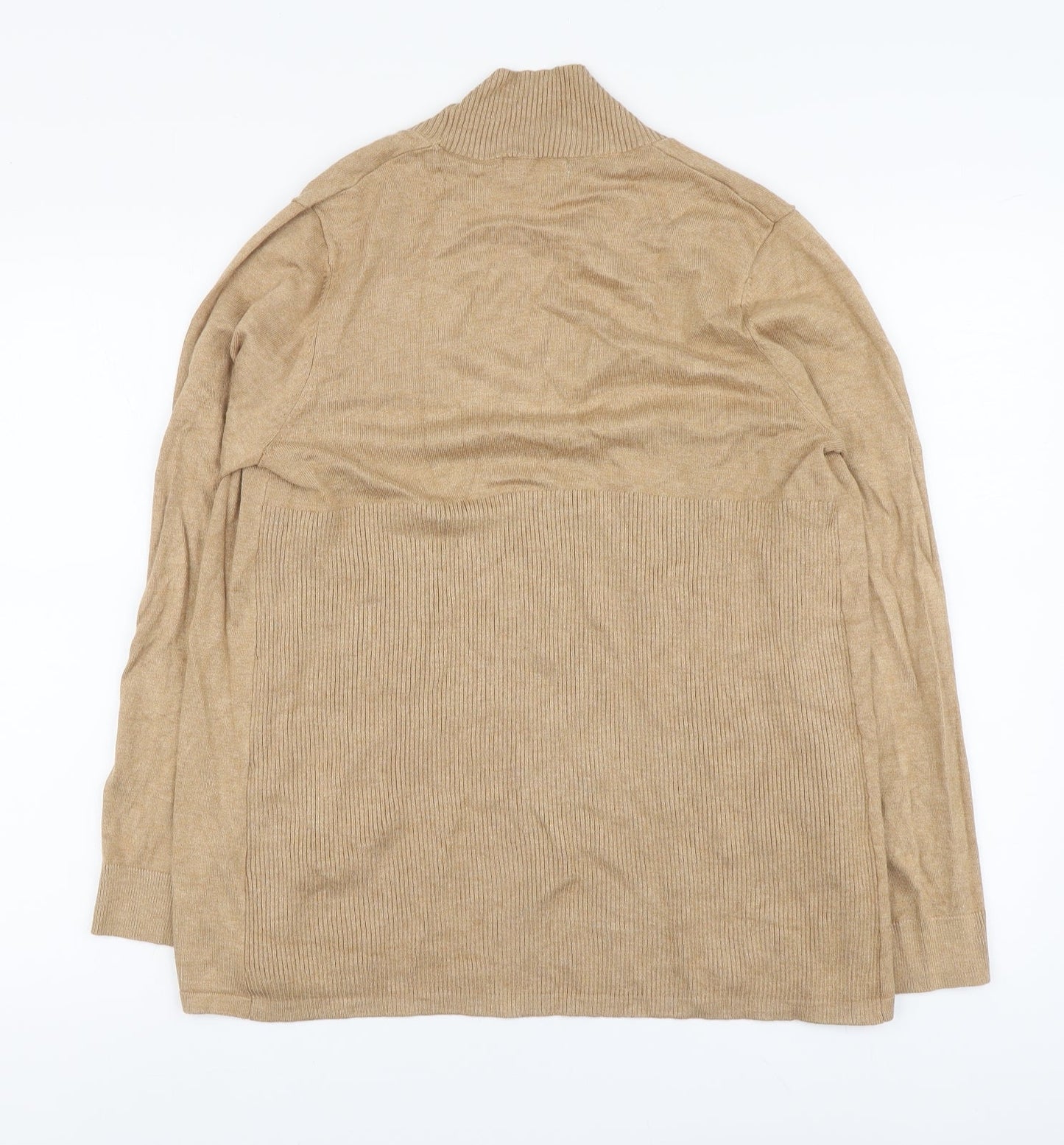 Gallery Womens Beige V-Neck Viscose Cardigan Jumper Size M