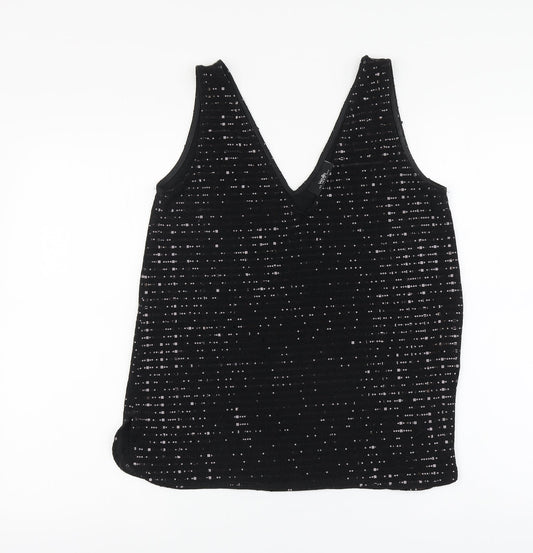 Wallis Womens Black Nylon Basic Tank Size S V-Neck