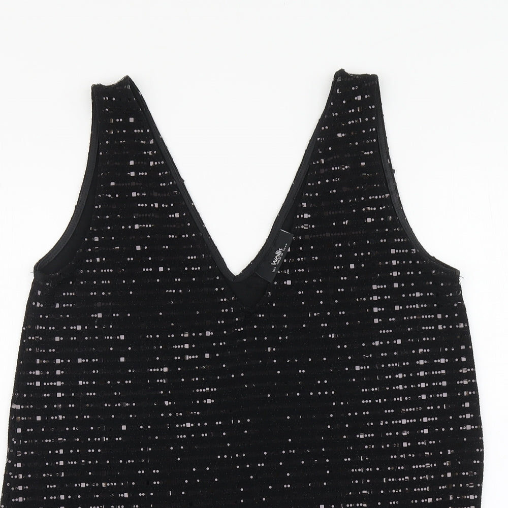 Wallis Womens Black Nylon Basic Tank Size S V-Neck