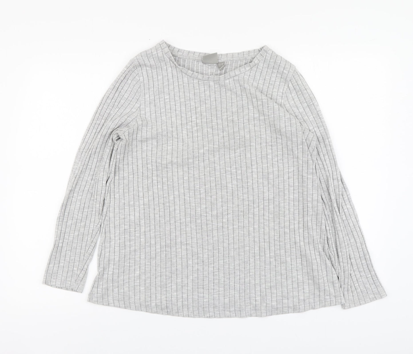 ASOS Womens Grey Striped Viscose Basic Blouse Size 12 Round Neck