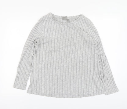 ASOS Womens Grey Striped Viscose Basic Blouse Size 12 Round Neck