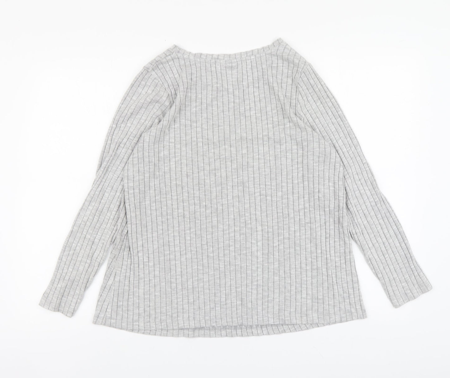 ASOS Womens Grey Striped Viscose Basic Blouse Size 12 Round Neck
