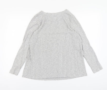 ASOS Womens Grey Striped Viscose Basic Blouse Size 12 Round Neck