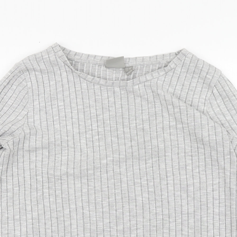 ASOS Womens Grey Striped Viscose Basic Blouse Size 12 Round Neck