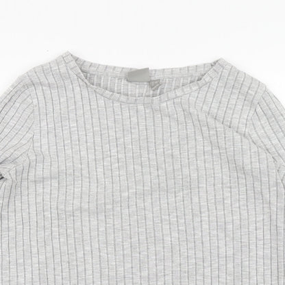 ASOS Womens Grey Striped Viscose Basic Blouse Size 12 Round Neck