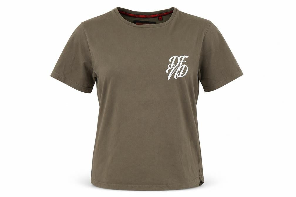 DFVD Womens Green Cotton Basic T-Shirt Size M Round Neck