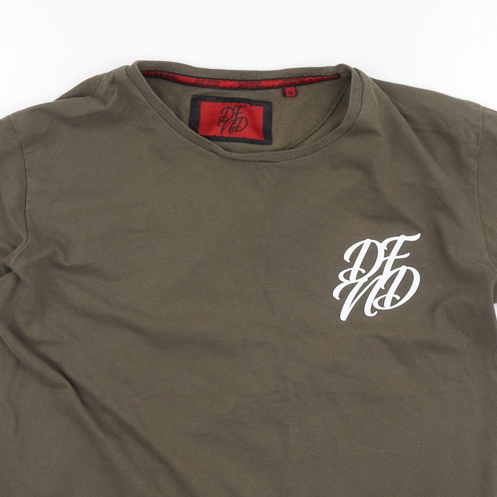 DFVD Womens Green Cotton Basic T-Shirt Size M Round Neck