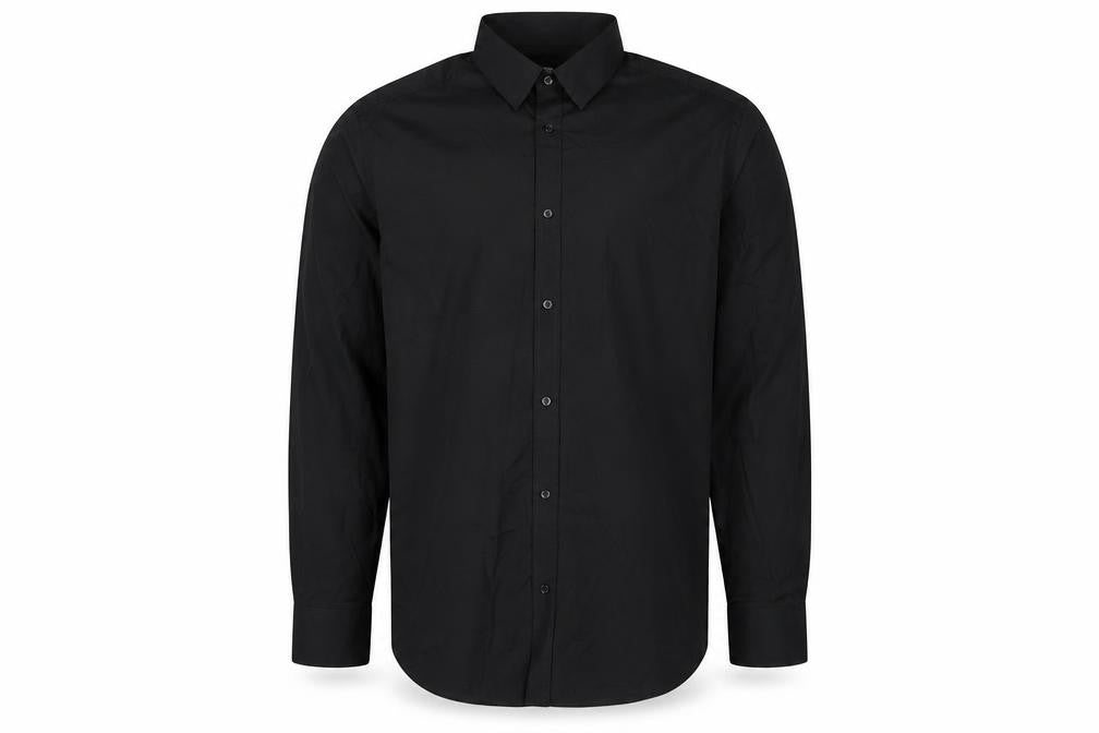 George Mens Black Polyester Button-Up Size 16 Collared Button