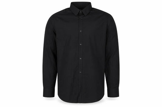 George Mens Black Polyester Button-Up Size 16 Collared Button