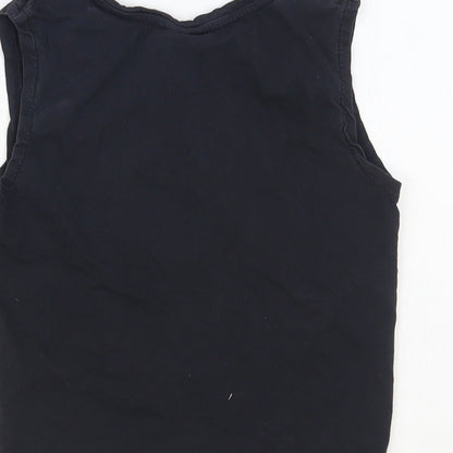 H&M Girls Black Cotton Basic Tank Size 4-5 Years Crew Neck Pullover - Sunset