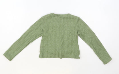 Dunnes Girls Green Crew Neck Polyester Pullover Jumper Size 6-7 Years Pullover - Knot Detail
