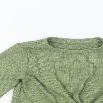 Dunnes Girls Green Crew Neck Polyester Pullover Jumper Size 6-7 Years Pullover - Knot Detail