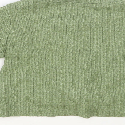 Dunnes Girls Green Crew Neck Polyester Pullover Jumper Size 6-7 Years Pullover - Knot Detail