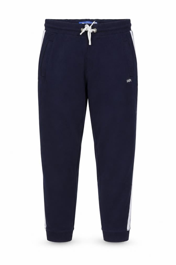 Dutch Harbor Womens Blue Cotton Jogger Trousers Size M L30 in Regular Drawstring - Side Stripe