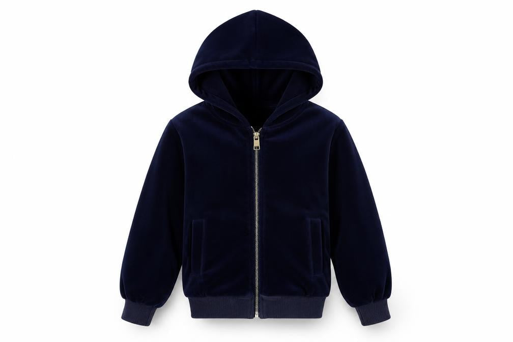 Kuzitong Girls Blue Polyester Full Zip Hoodie Size 7-8 Years Zip - Papas Making