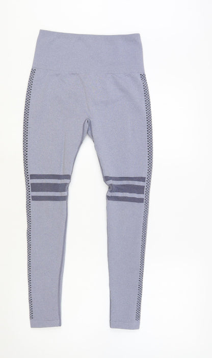 SHEIN Womens Blue Striped Nylon Compression Leggings Size S L26 in Regular Pullover