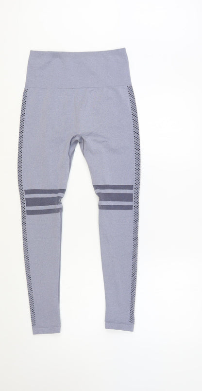 SHEIN Womens Blue Striped Nylon Compression Leggings Size S L26 in Regular Pullover