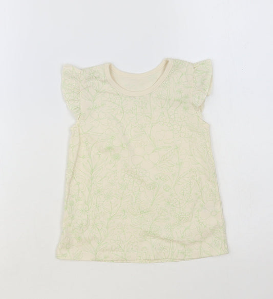George Baby Ivory Floral Cotton Basic Tank Size 12-18 Months Crew Neck Pullover