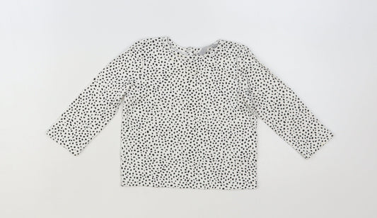 Primark Baby White Spotted Cotton Basic T-Shirt Size 12-18 Months Crew Neck Button