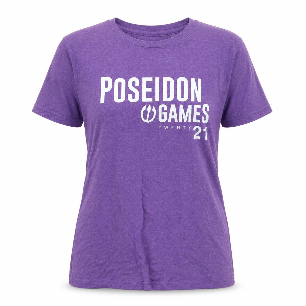 Poseidon Athlete Womens Purple Cotton Basic T-Shirt Size M Round Neck
