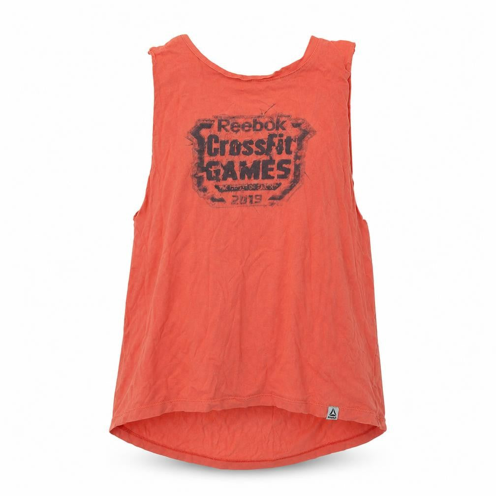 Reebok Womens Orange Cotton Basic Tank Size S Round Neck - Crossfit