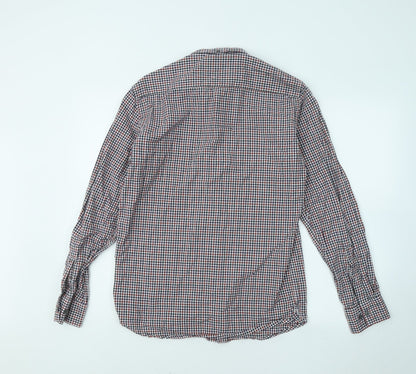 French Connection Mens Multicoloured Plaid Cotton Button-Up Size M Collared Button