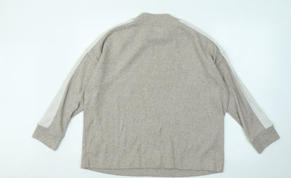 F&F Womens Beige Round Neck Polyester Pullover Jumper Size 14