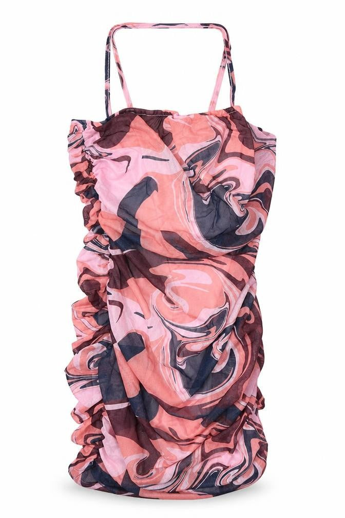 Naana Womens Multicoloured Geometric Polyester Bodycon Size 10 Square Neck Zip