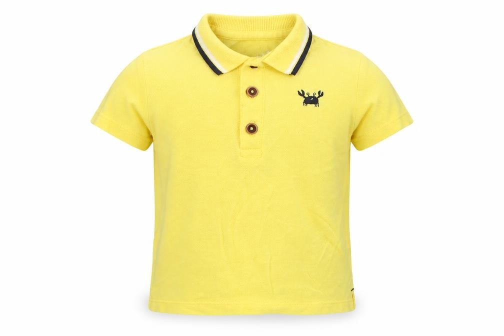 F&F Boys Yellow Cotton Basic Polo Size 3-6 Months Collared Button - Crab