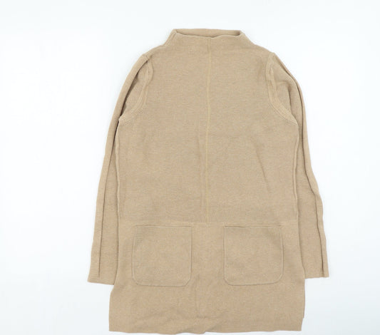 Marks and Spencer Womens Brown Mock Neck Cotton Pullover Jumper Size 8