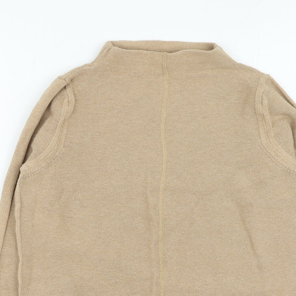 Marks and Spencer Womens Brown Mock Neck Cotton Pullover Jumper Size 8