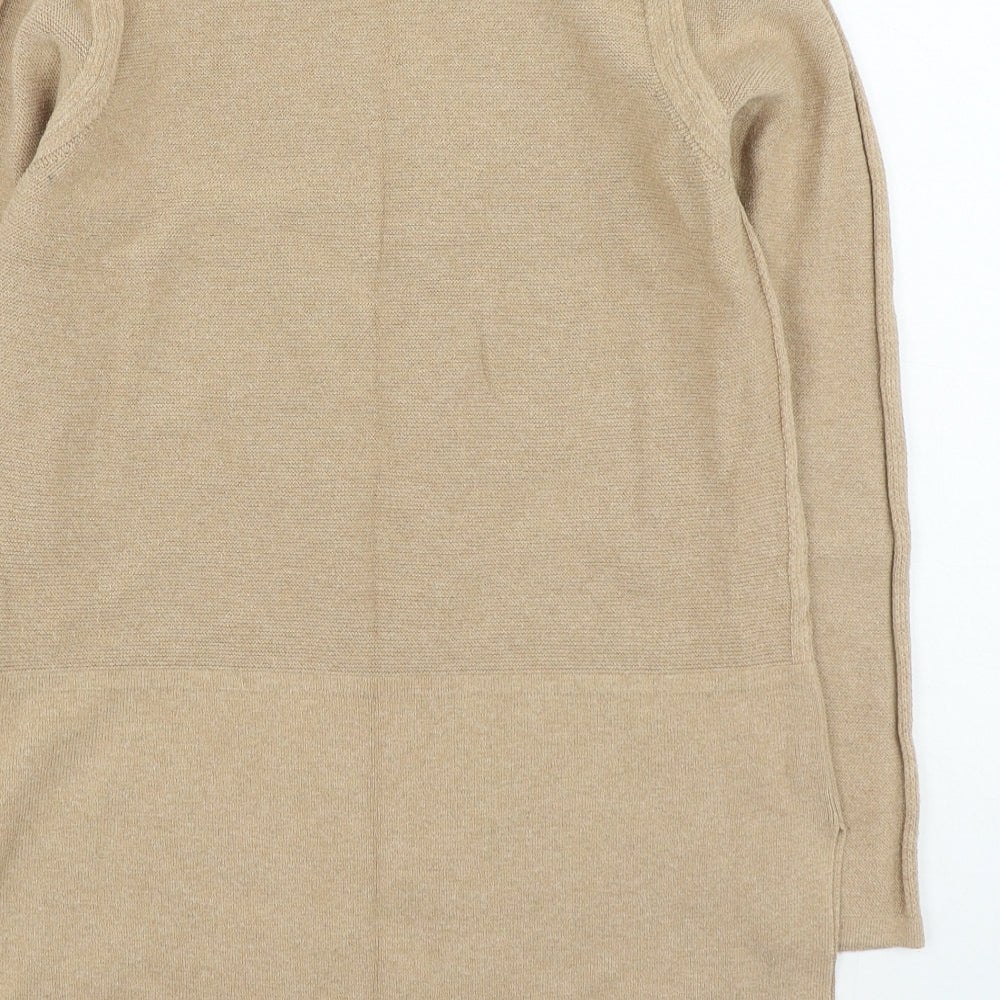 Marks and Spencer Womens Brown Mock Neck Cotton Pullover Jumper Size 8