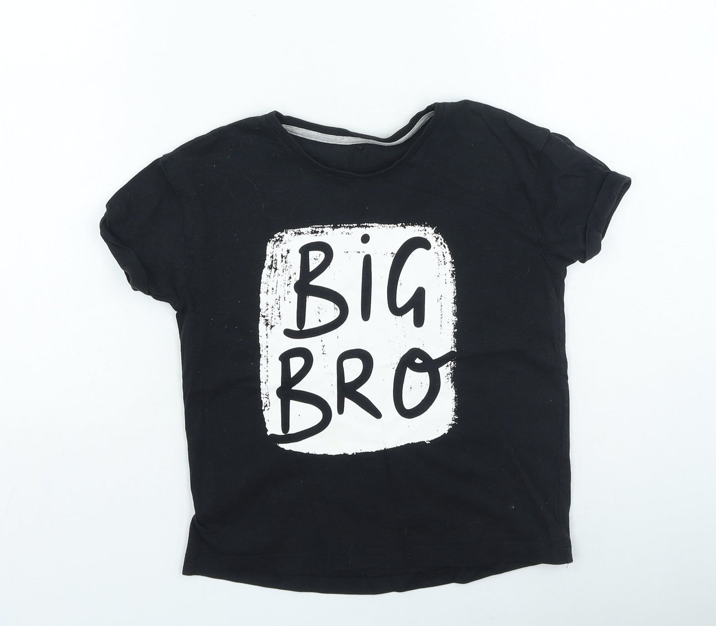 George Boys Black Cotton Basic Casual Size 6-7 Years Round Neck Pullover - Big Bro