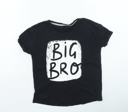 George Boys Black Cotton Basic Casual Size 6-7 Years Round Neck Pullover - Big Bro