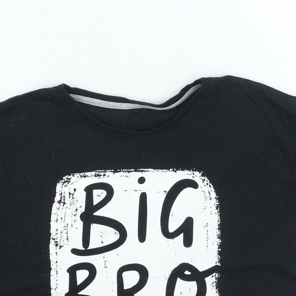 George Boys Black Cotton Basic Casual Size 6-7 Years Round Neck Pullover - Big Bro